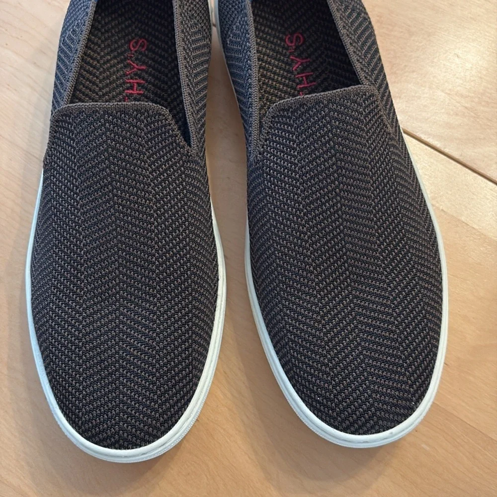 Rothy’s Women’s Brown & Black Herringbone The Original Slip-On Sneakers. Size 8